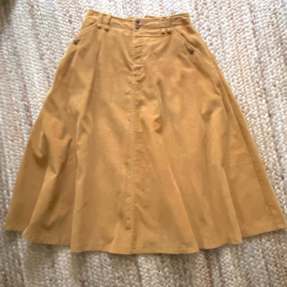 Liz Claiborne 100% Cotton Vintage Corduroy Mustard A-Line Skirt 28” waist - Picture 2 of 7